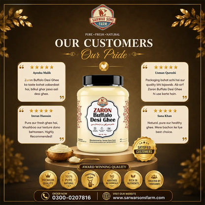 Zaron Buffalo Desi Ghee | 100% Pure Bilona Ghee From Farm Fresh Buffalo Milk