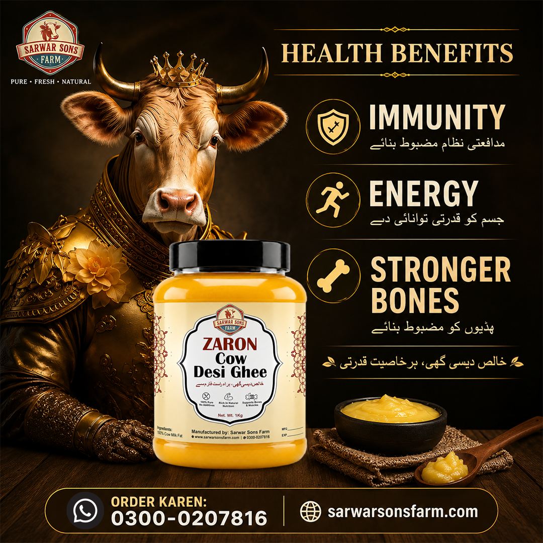 Zaron Cow Desi Ghee | 100% Pure Bilona Method | Sarwar Sons Farm