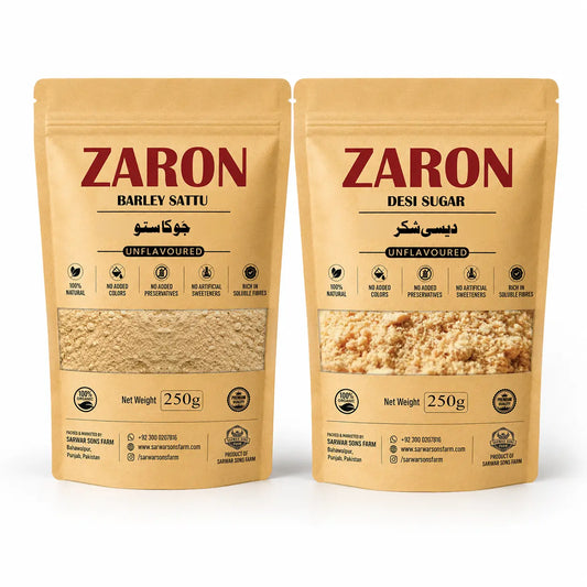 Zaron Premium Summer Combo | Pure Barley Sattu + Natural Desi Sugar
