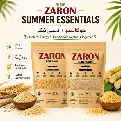 Zaron Premium Summer Combo | Pure Barley Sattu + Natural Desi Sugar